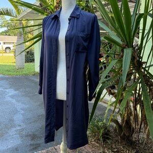 Diane Von Furstenberg Navy Silk Shirt Dress
